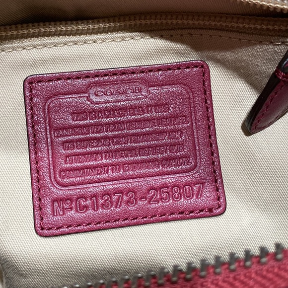 COACH (No. C1373-25807) Legacy “Haley” 2-Tone (Tan/Burgundy) Large Satchel - Picture 13 of 16